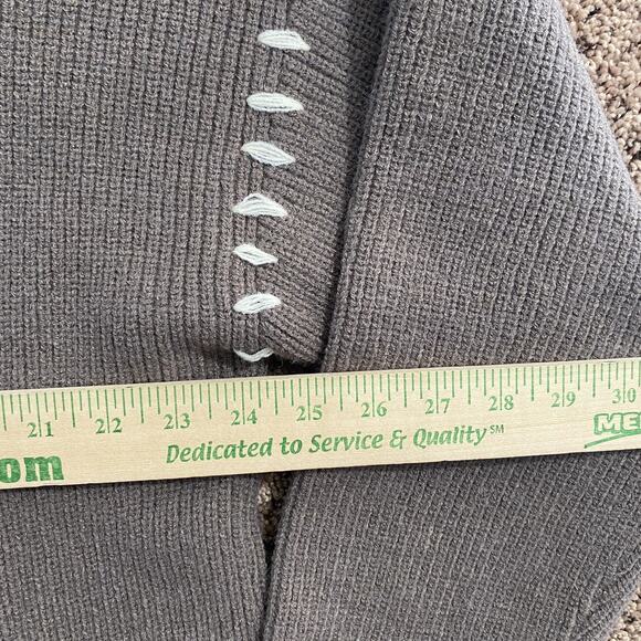 Commense Sweater Womens XL Gray Mock Neck Chunky Knit Contrast Stitch Pullover - Picture 4 of 7